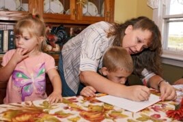 This mother in Iowa is homeschooling her children. To 