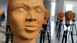 Terra cotta heads seen on display at a museum, a French woman collection representing the remaining Chibok school girls in captivity in Lagos, Nigeria, November 29, 2022. (REUTERS/Seun Sanni)