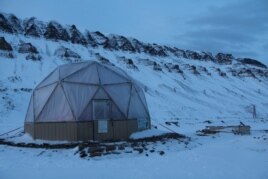 Benjamin Vidmar's domed greenhouse is pictured in Longyearbyen, Norway, Feb. 24, 2018.