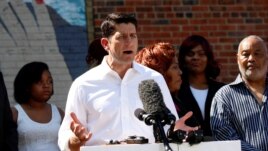 Speaker of the House Paul Ryan talks to reporters during an event to discuss the Republican Party's anti-poverty plan in Washington, D.C., June 7, 2016.