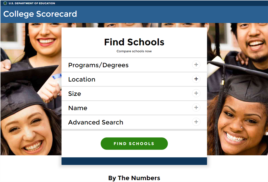 The search engine of the U.S. Department of Education's College Scorecard online database.