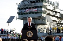 Bush declared the war over in Iraq on May 1, 2003. But U.S. troops remained in the country.