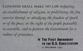 The First Amendment to the U.S. Constitution Monument in Independence National Historic Park in Philadelphia, Pennsylvania