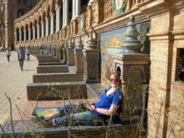 Frances Downey sits at the Plaza de Espa<I>&#</I>241;a in Seville, Spain during her time studying there in 2007.