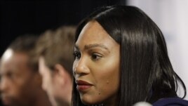 Tennis great Serena Williams talks to reporters at a news conference in New York, March 8, 2016. Williams says fellow tennis pro Maria Sharapova 