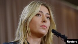 Maria Sharapova announces that she failed a drug test after the Australian Open, during a news conference in Los Angeles, March 7, 2016. (J. Kamin-Oncea/USA Today Sports)
