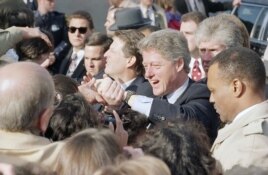 Bill Clinton greeted supporters several days before his inauguration in 1993.