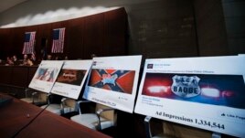 Facebook advertisements linked to a Russian effort to disrupt the American political process are shown at a Congressional hearing.