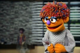 In this Monday, July 10, 2017 photo, Sesame Street's new Afghan character, a 4-year-old Afghan puppet boy called Zeerak, is seen during a recoding a segment for Afghan version of Sesame Street called Baghch-e-Simsim