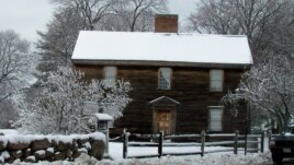 John Adams Birthplace in Massachusetts in winter. National Park Service, Adams National Historical Park
