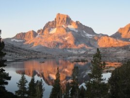 Snow remains on Banner Peak just outside Yosemite National Park