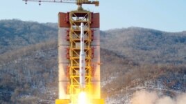 A picture showing North Korea's rocket launch in February. The launch was one reason the U.N. place new sanctions on North Korea.