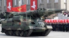 A North Korean missile shown in a military parade in April 2017.
