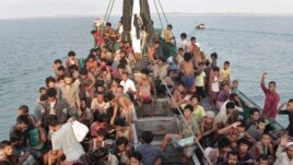 Rohingya boat people off the coast of Indonesia