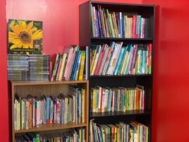 Books at Prince Cuts Barbershop, Lexington, KY. Kids keep the book after reading to a barber.