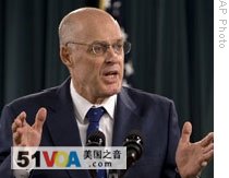 Treasury Secretary Henry Paulson explaining efforts to ease the credit crisis in September 