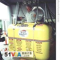 Steve Fossett in the capsule of the Spirit of Freedom balloon
