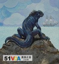Iguana in an illustration from 'What Darwin Saw'