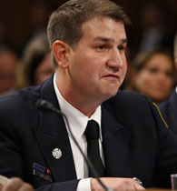 Firefighter Frank Ricci speaks before the Senate Judiciary Committee Thursday