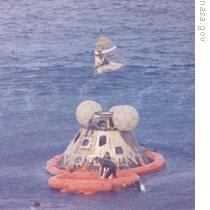 The command module of Apollo 13 after landing safely