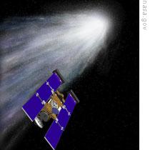 An artist's picture of Stardust nearing comet Wild 2