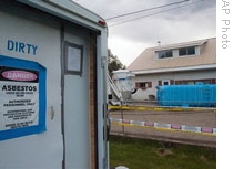 A home undergoing the removal of asbestos in Libby, Montana
