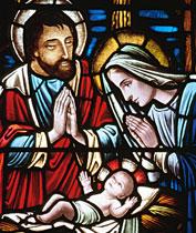 A nativity scene in stained glass