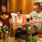 Judy Harris helps Danny Becker, left, and Jeff Van Meter make a Thai shrimp curry Judy Harris helps Danny Becker, left, and Jeff Van Meter make a Thai shrimp curry