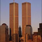An aerial view of the World Trade Center is shown this photo from the 1980's
