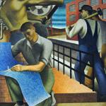 Detail from a Ben Shahn mural from the Depression era