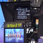 A teleprompter at a live Democratic gubernatorial debate in West Hartford, Connecticut last year